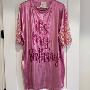 Pink "It's My Birthday" Sequin Sleeve Tunic